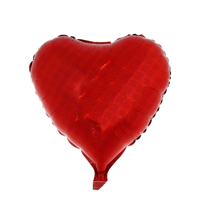 Шар фольгированный 18" "Голография" с клапаном, сердце, цвет красный