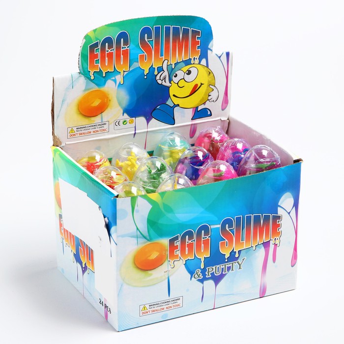 Лизун "Яйцо с игрушкой", твёрдый, цвета МИКС