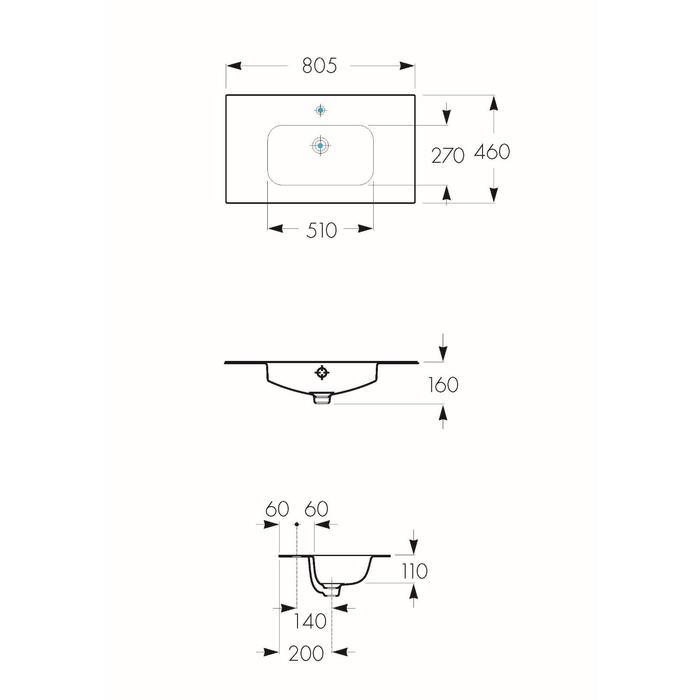 Раковина для мебели Roca Victoria Nord, 80 x 45 см