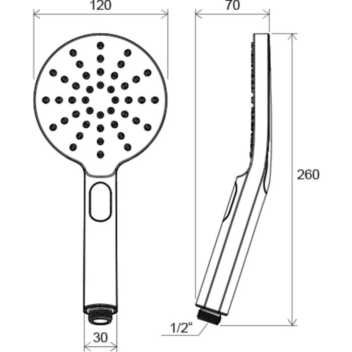 Душевая лейка Ravak 956.00 120 мм X07P233, трехрежимная