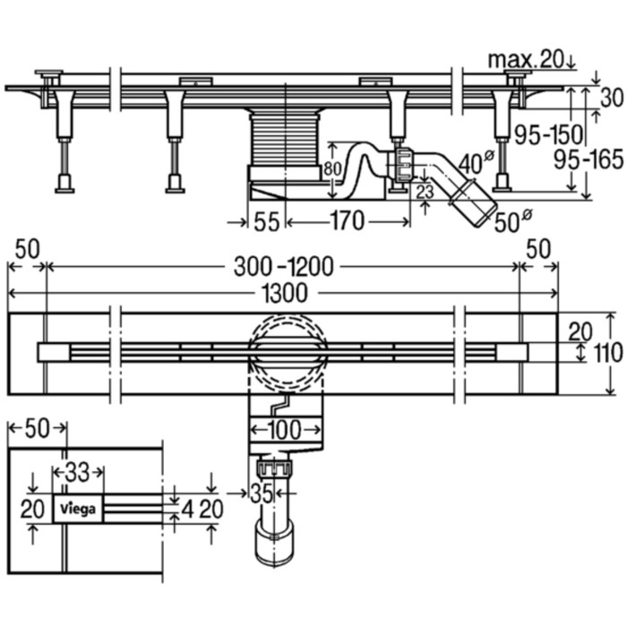 Душевой лоток Viega Advantix Vario Set, цвет хром