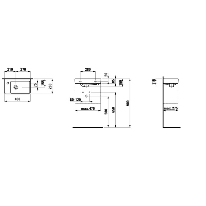 Подвесная раковина Laufen Pro, 48 x 28 см