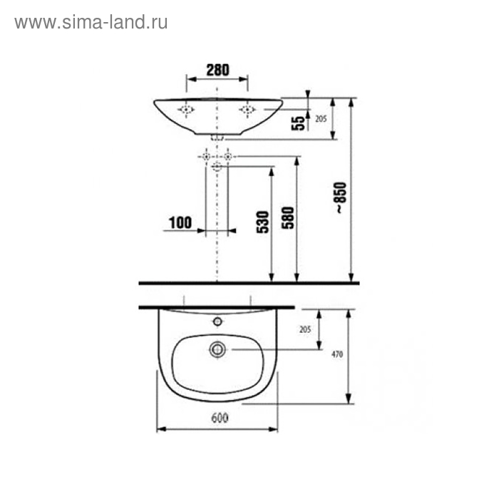 фото Подвесная раковина jika zeta, 60 x 47 см, без пьедестала