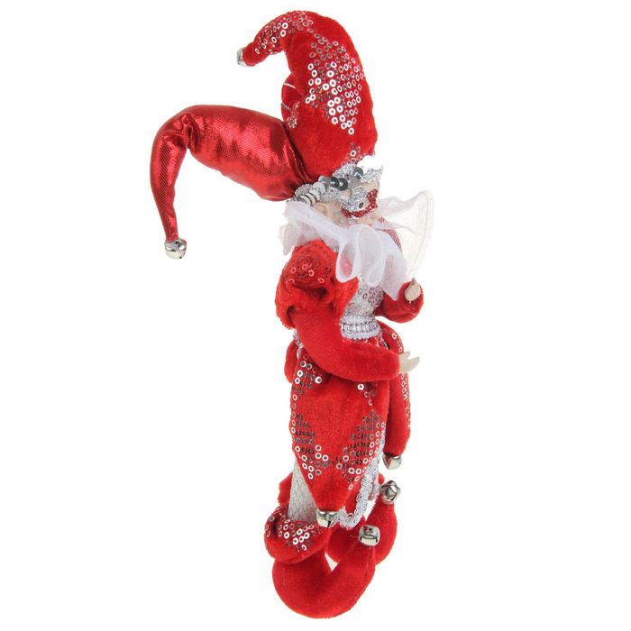 Новогоднее украшение "Шут с маской" в красном камзоле