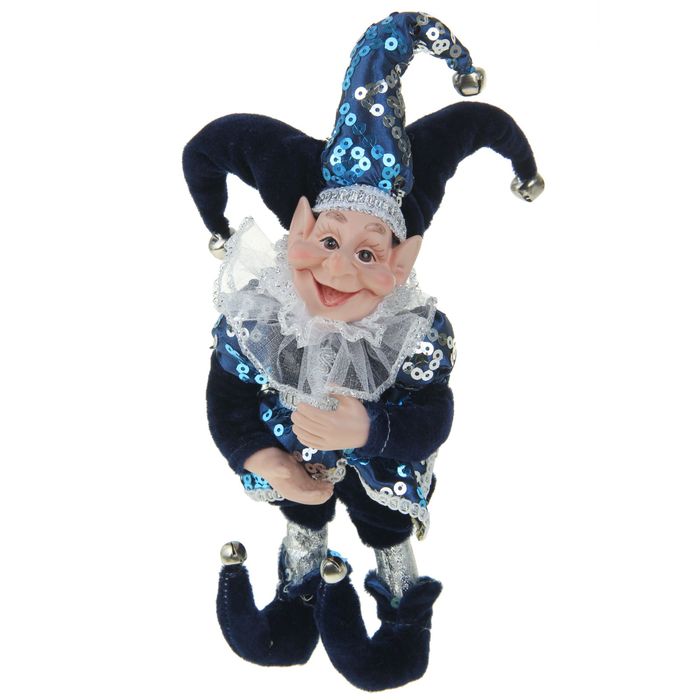 Новогоднее украшение "Шут" в синем камзоле