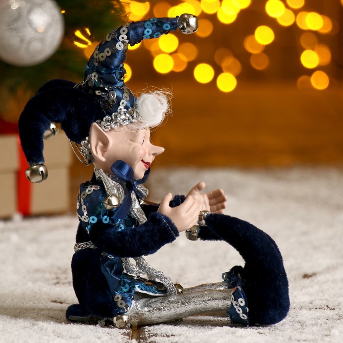 Новогоднее украшение "Шут" мальчик в синем камзоле