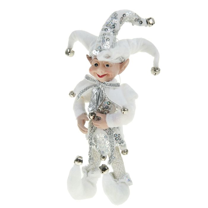 Новогоднее украшение "Шут" в белом камзоле