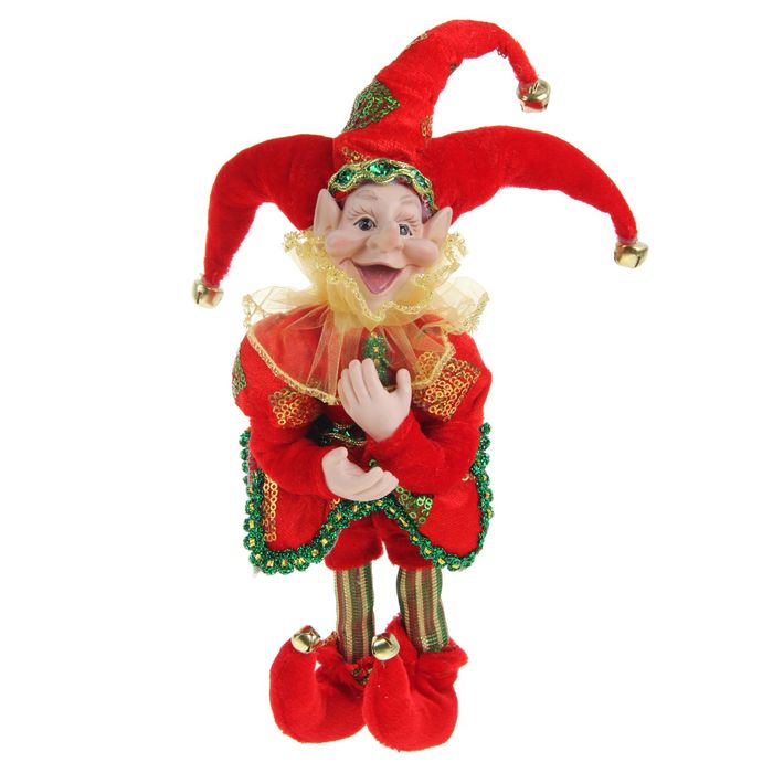 Новогоднее украшение "Шут" в красном камзоле