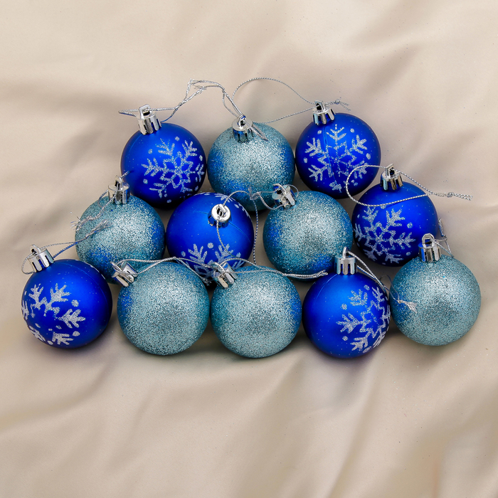 Новогодние шары "Снежинки" матовые (набор 12 шт.)