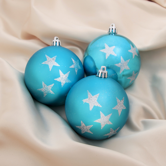 Новогодние шары "Звзёды" синие (набор 3 шт.)