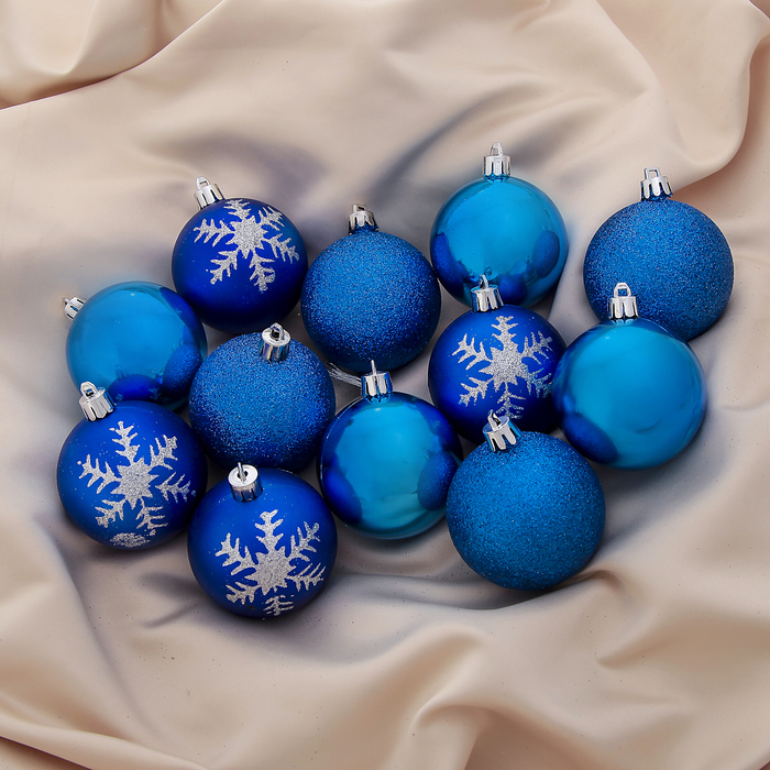 Новогодние шары "Снежинки" ассорти (набор 12 шт.)