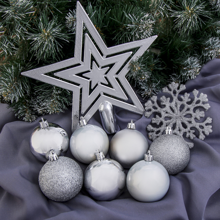 Ёлочные украшения "Серебряные текстуры" (набор 17 шт.)