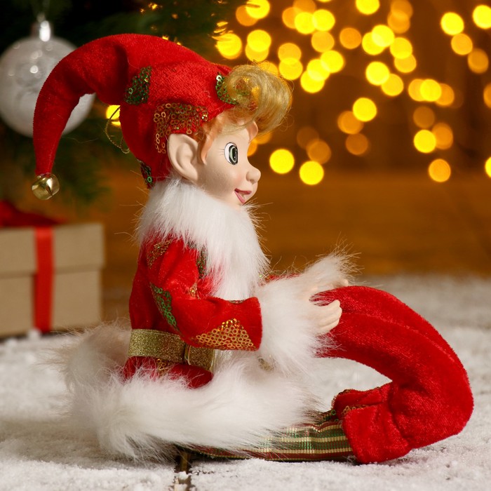Новогоднее украшение "Шут" мальчик в красном камзоле