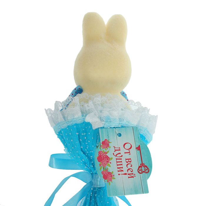 Букет с зайчиком "От всей души", цвет голубой