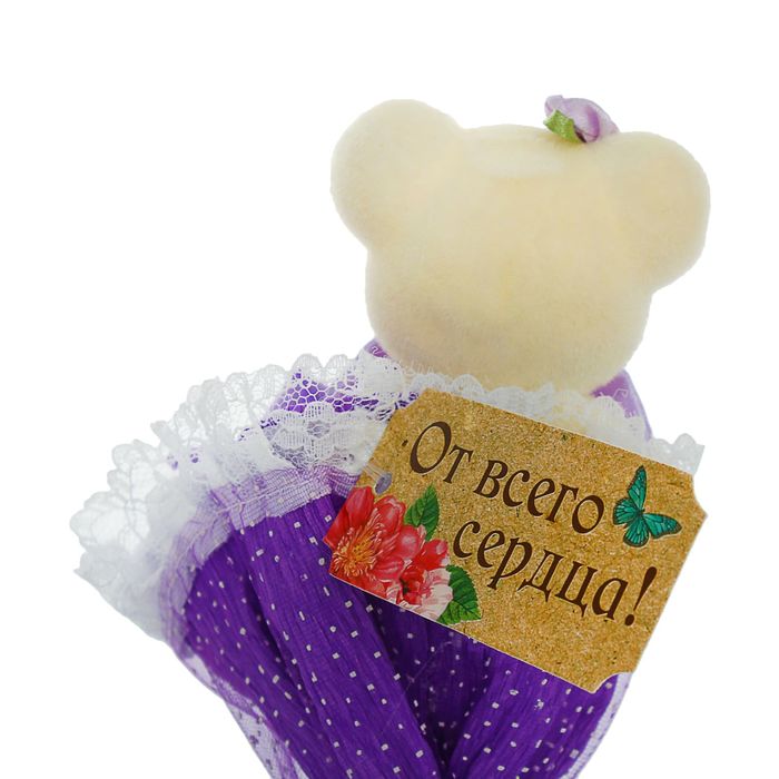 Букет с мишкой "От всего сердца" + сиреневый цветок