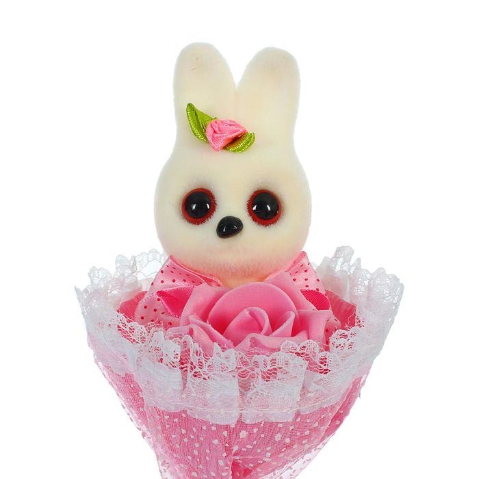 Букет с зайчиком "От всей души" + розовый цветок