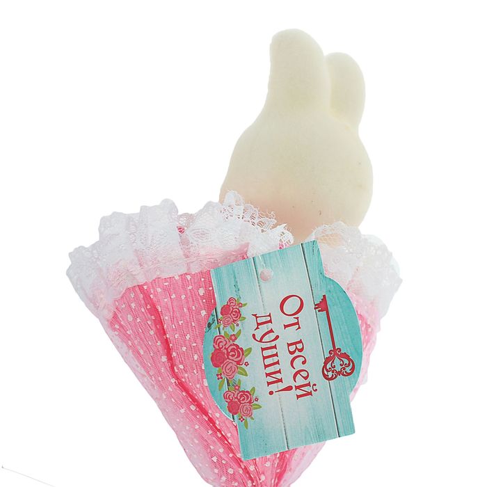 Букет с зайчиком "От всей души" + розовый цветок