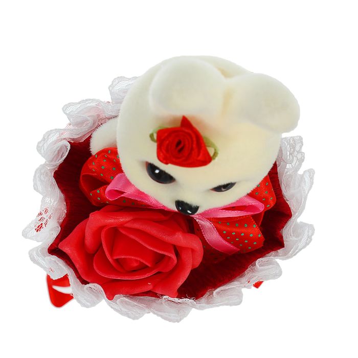 Букет с зайчиком "Я люблю тебя" + красный цветок