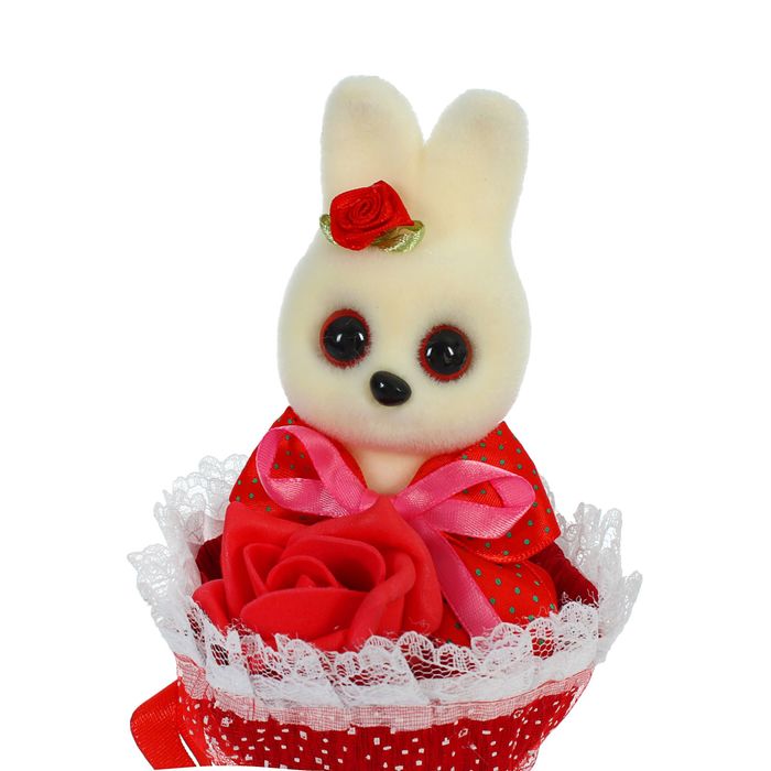 Букет с зайчиком "Я люблю тебя" + красный цветок