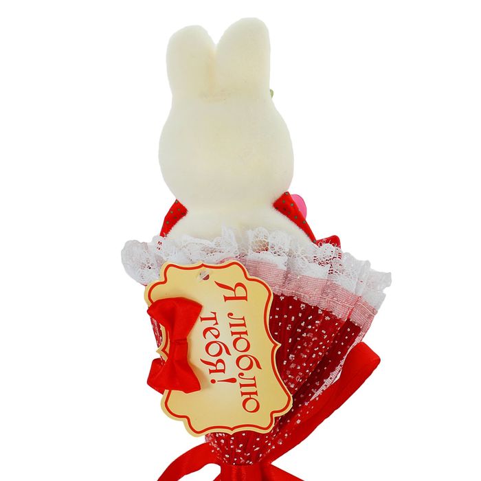 Букет с зайчиком "Я люблю тебя" + красный цветок