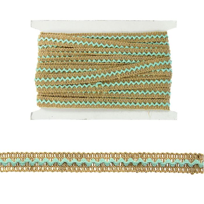Тесьма декоративная холщовая "Волна", ширина 15мм, длина 10±1м, цвет мятный