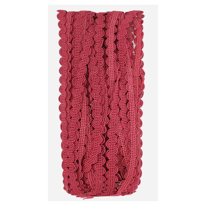 Тесьма декоративная "Волна", ширина 10мм, длина 10±1м, цвет ярко-розовый