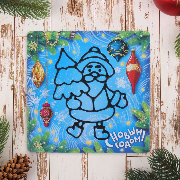 Аппликация шариковым пластилином "Дед Мороз", 4 цвета по 3 г , основа 19х19 см