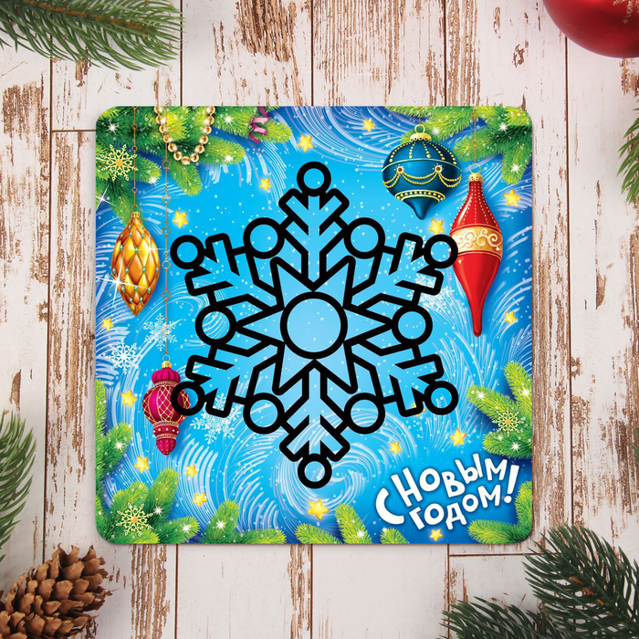 Аппликация шариковым пластилином "Снежинка", 4 цвета по 3 г, основа 19х19 см