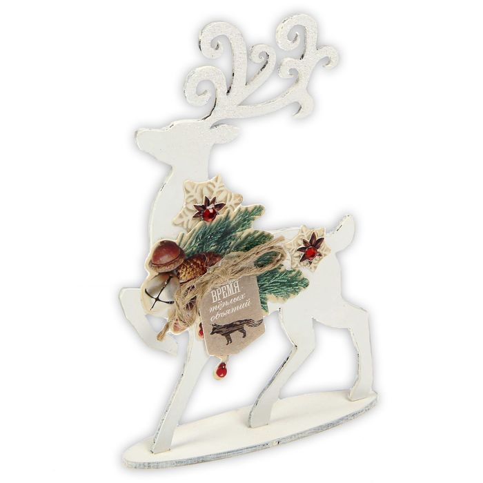 Деревянная заготовка с декором «Рождественский олень», 15 × 15 см