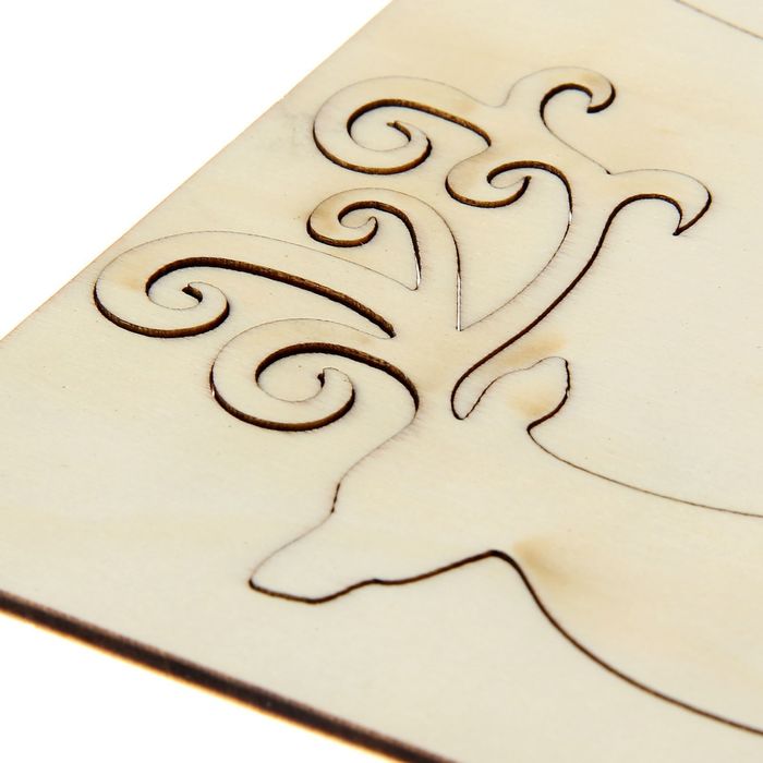 Деревянная заготовка с декором «Рождественский олень», 15 × 15 см