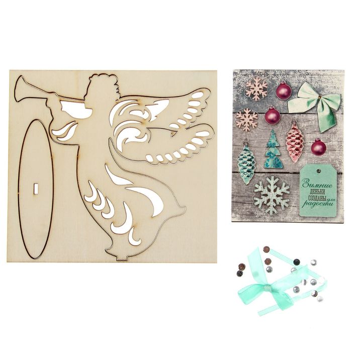 Деревянная заготовка с декором «Рождественский ангел», 15 × 15 см