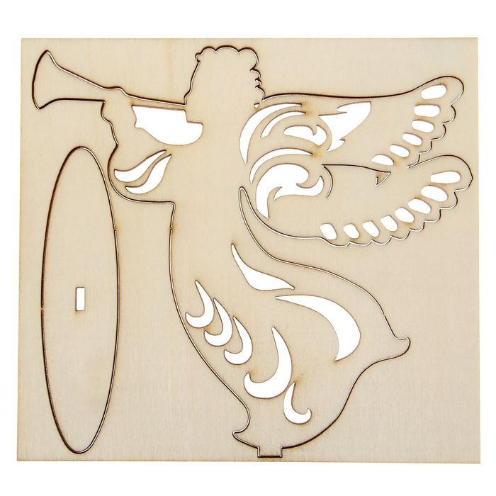 Деревянная заготовка с декором «Рождественский ангел», 15 × 15 см