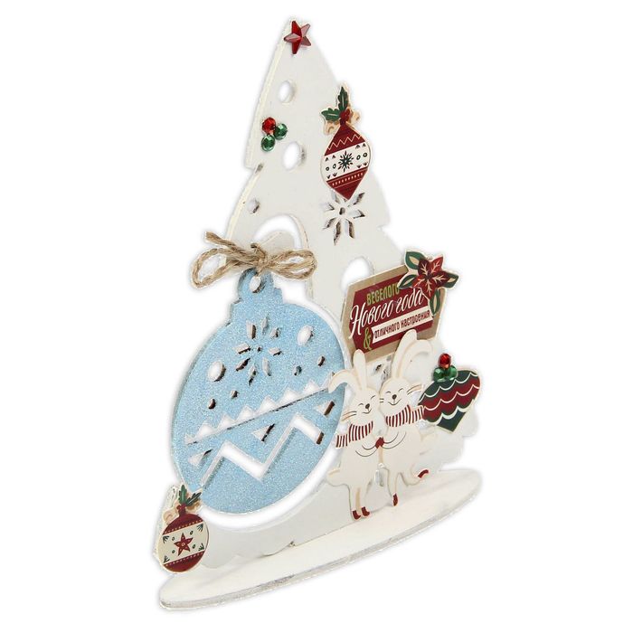 Деревянная заготовка с декором «Новогодняя ёлочка», 17 × 17 см