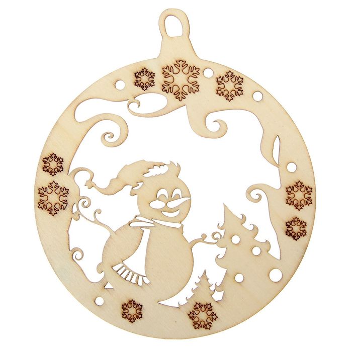 Деревянная заготовка с декором «Ёлочный шар», 15 × 15 см
