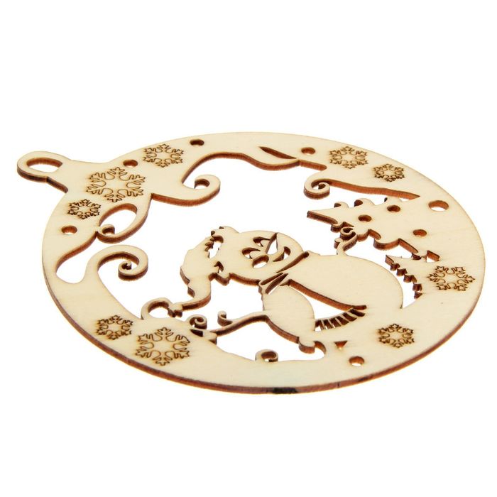 Деревянная заготовка с декором «Ёлочный шар», 15 × 15 см