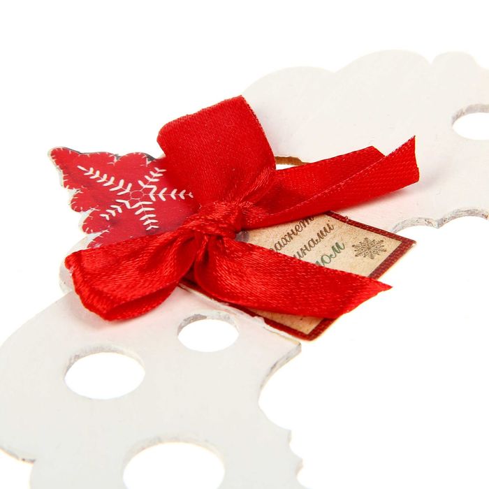 Деревянная заготовка с декором «Новогодний венок», 15 × 15 см