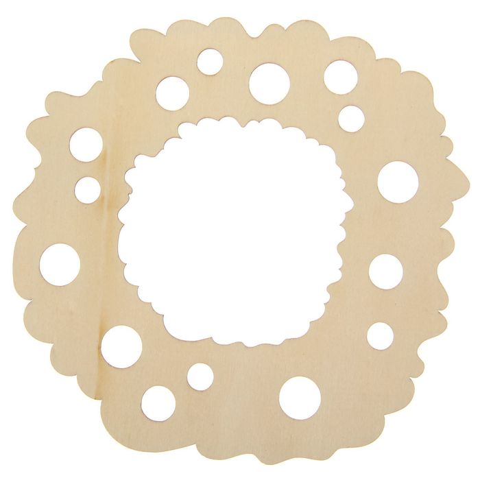 Деревянная заготовка с декором «Новогодний венок», 15 × 15 см