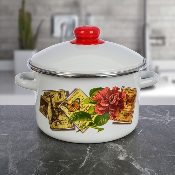 Набор кастрюль "Париж-ретро", 3 шт: 2 л, 3 л, 4 л