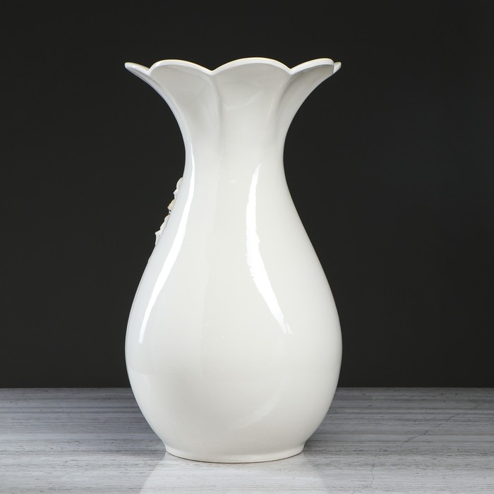 Ваза напольная "Жасмин" белая, лепка, микс