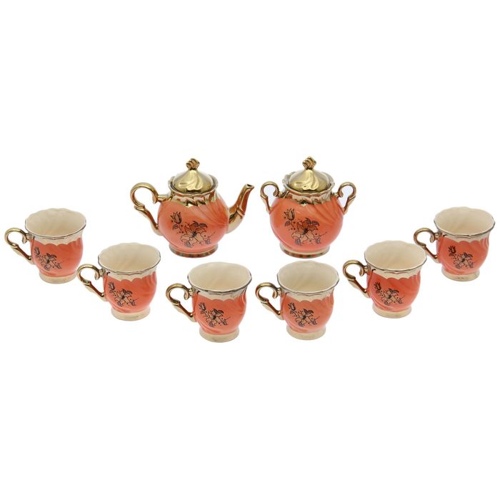 Чайный набор "Орфей" коралловый, 8 предметов, 0,6 л/ 0,6 л/ 0,27 л