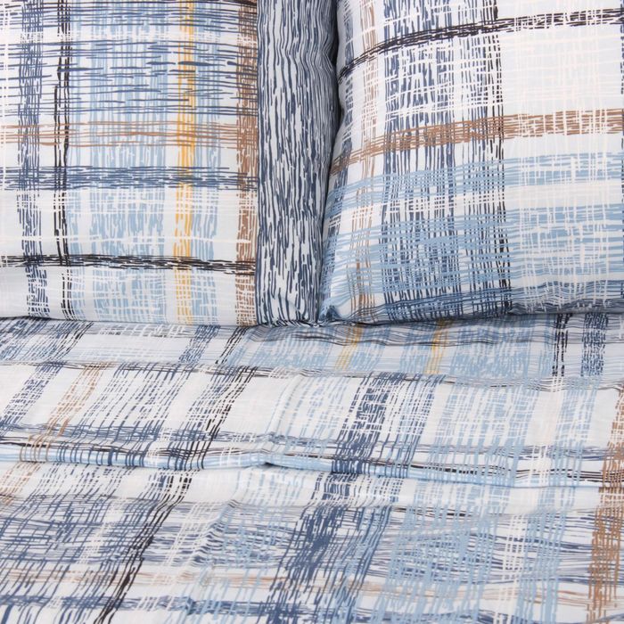 Постельное бельё "Этель" 2 сп., Тартан, размер 175х215 см, 200х220 см, 70х70 см - 2 шт., 100% хлопок, поплин, 125 г/м2