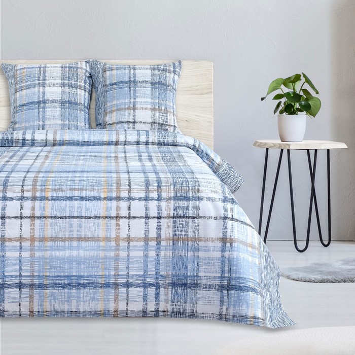 Постельное бельё "Этель" евро Тартан, размер 200х217 см, 220х240 см, 70х70 - 2 шт., 100% хлопок, поплин, 125 г/м2