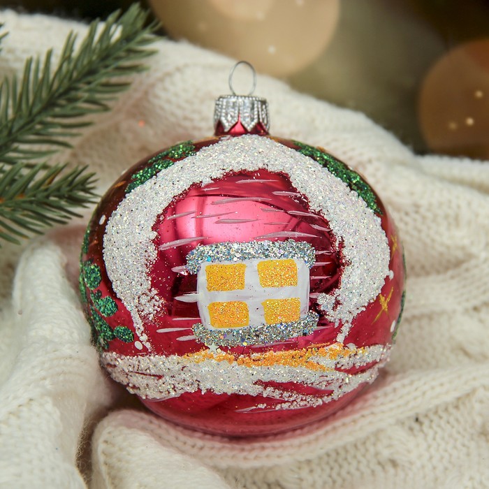 Новогодний шар ручной работы "Зимовье" микс