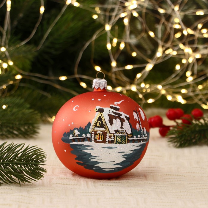 Новогодний шар ручной работы "Домик" микс