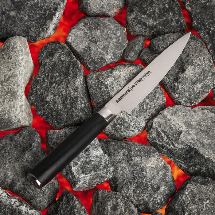 нож кухонный samura mo v сантоку лезвие 18 см Нож кухонный Samura Mo-V, универсальный, лезвие 12 см