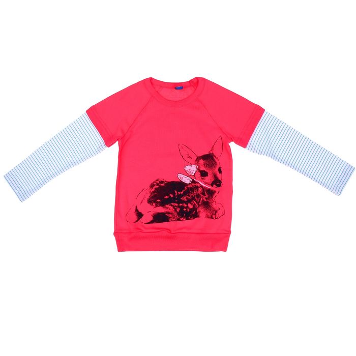 Джемпер для девочки "Олень с бантиком", рост 98 (26), цвет розовый