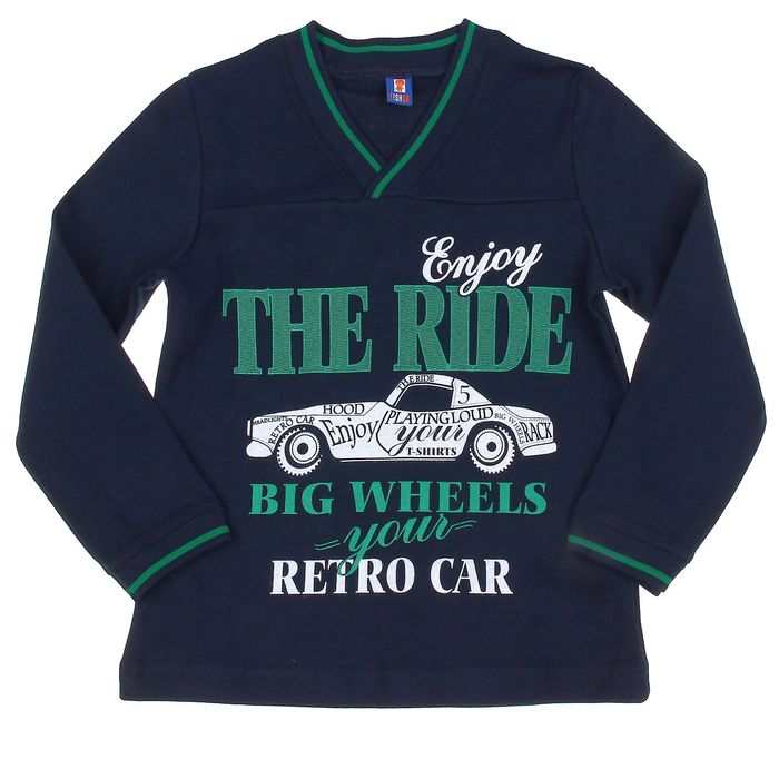 Джемпер для мальчика "Ретро машинка", рост 98 см (26), цвет тёмно-синий