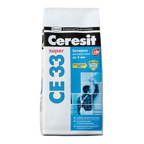 Затирка для узких швов до 5 мм Ceresit CE33 Super №07, серая, 2 кг (9 шт/кор, 540 шт/пал) Ош
