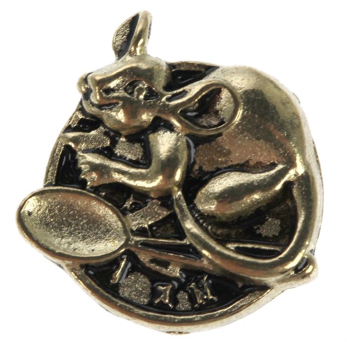 Сувенир-фигурка в кошелек "Мышка с ложкой на монете"