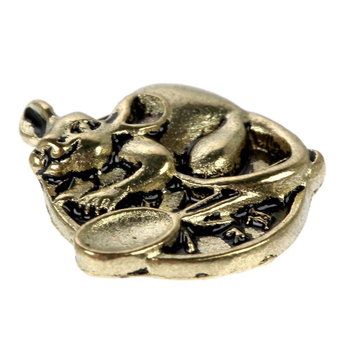 Сувенир-фигурка в кошелек "Мышка с ложкой на монете"